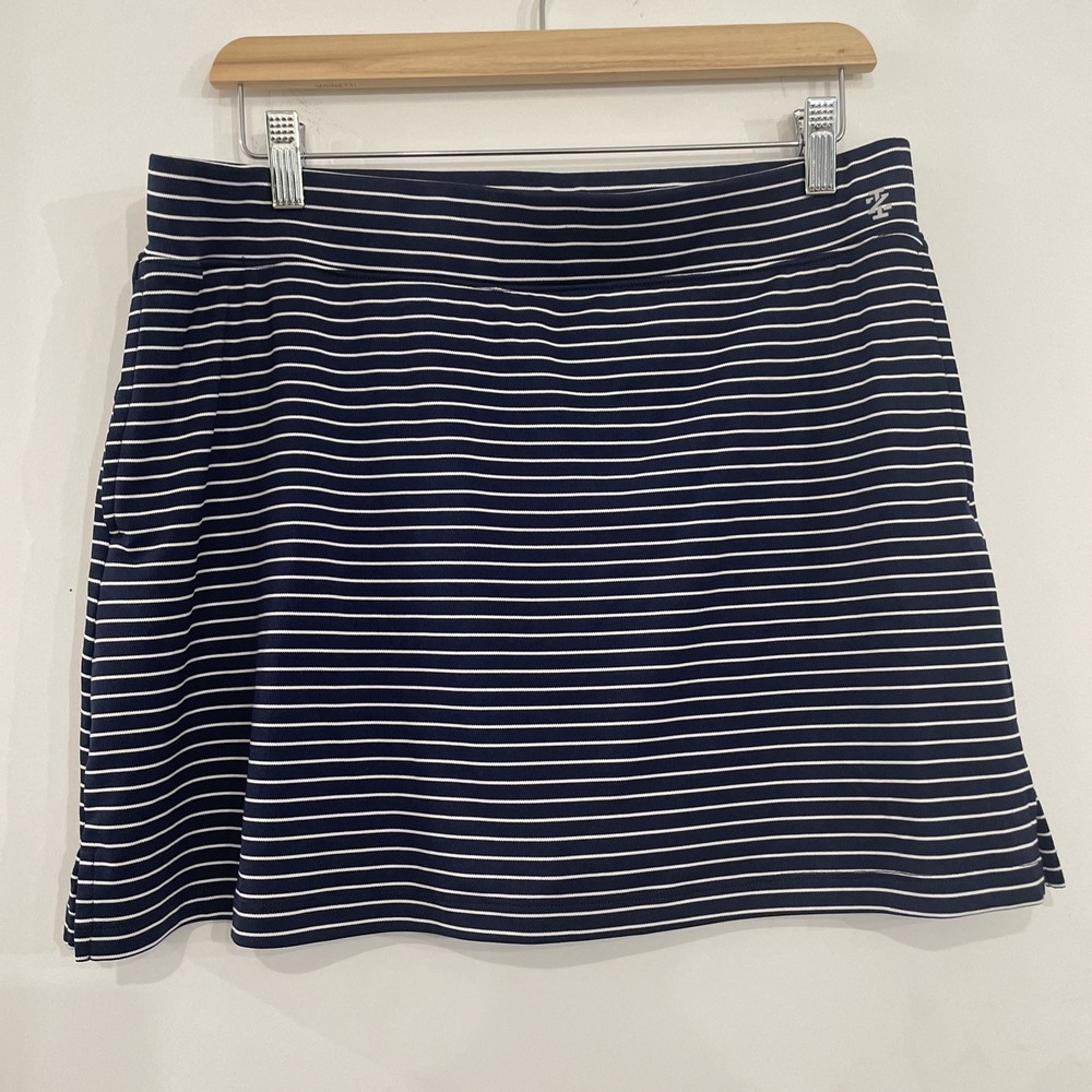 IZOD Golf Womens Size Large Blue Striped Skort Skirt